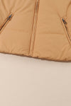 Brown Zip Up Pocketed Puffer Jacket