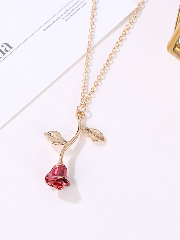 Red rose deals necklace gold