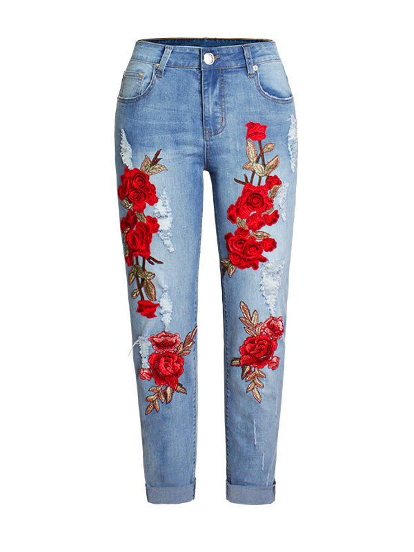 <tc>Pantaloni cu flori Anneka albastri</tc>