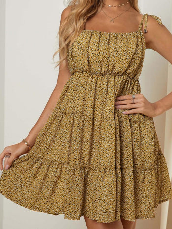 RUFFLED FLORAL DRESS AQUILINA yellow