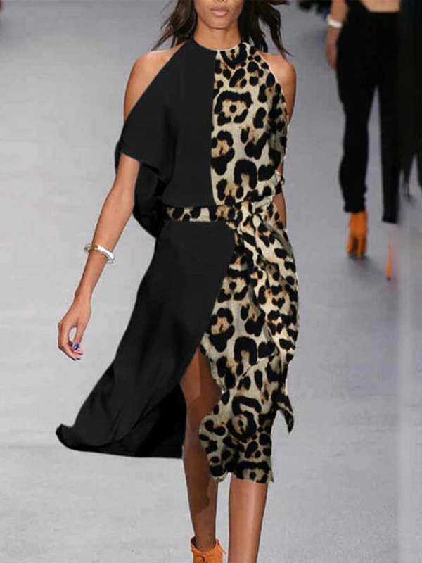 <tc>Rochie eleganta Reinheld leopard și negru</tc>