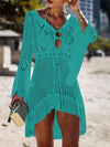 <tc><!-- x-tinymce/html -->Rochie mini de plaja crosetata Zita turcoaz</tc>